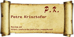 Petre Krisztofer névjegykártya